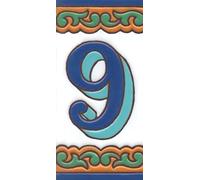 House Numbers, Ceramic Numbers & Letters Tiles, Chalet Design, Tile Size: 15cm x 7.5cm, 2 to 8 Tile Frames (Number 9)