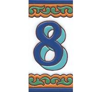 House Numbers, Ceramic Numbers & Letters Tiles, Chalet Design, Tile Size: 15cm x 7.5cm, 2 to 8 Tile Frames (Number 8)