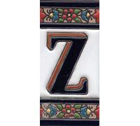 House Numbers Ceramic Numbers & Letters Tiles Red Blue & Green Floral Design Tile Size: 11cm x 5.5cm (Letter Z)