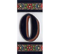 House Numbers Ceramic Numbers & Letters Tiles Red Blue & Green Floral Design Tile Size: 11cm x 5.5cm (Letter/Number O)