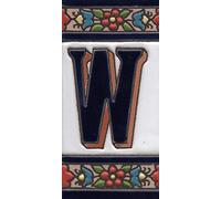 House Numbers Ceramic Numbers & Letters Tiles Red Blue & Green Floral Design Tile Size: 11cm x 5.5cm (Letter W)