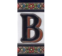 House Numbers Ceramic Numbers & Letters Tiles Red Blue & Green Floral Design Tile Size: 11cm x 5.5cm (Letter B)
