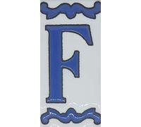 House Numbers Ceramic Tiles, Letters & Frames, Spanish Blue Design, Tile Size: 10cmH x 5cmW, Number Frame Size: 2 to 13 Tile (Letter F)
