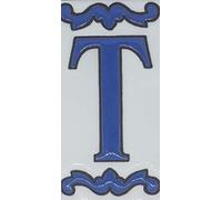 House Numbers Ceramic Tiles, Letters & Frames, Spanish Blue Design, Tile Size: 10cmH x 5cmW, Number Frame Size: 2 to 13 Tile (Letter T)