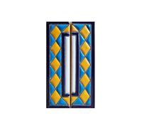House Numbers Ceramic Tiles, Letters & Frames, Spanish Orange & Blue Design, Tile Size: 11cmH x 6cmW, Number Frame Size: 2 to 13 Tile (Border set)