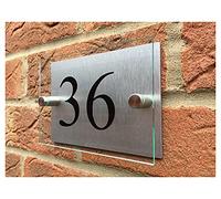 House Numbers, Customizable Glass Effect Acrylic House Door Number Plaque Silver Multiple Sizes(140x300mm)