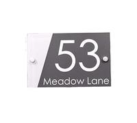 House Numbers Customize Modern House Address Plaque Door Number Signs Name Plates Glass Effect Acrylic Front Door Numbers(Type 2,14cm x 20cm)