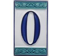 House Numbers Hand-painted Italian Ceramic Numbers Tiles, Gr esign, Tile Size: 11cm x 7cm (0)