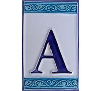 House Numbers Hand-painted Italian Ceramic Numbers Tiles, Greek Design, Tile Size: 11cm x 7cm (A)