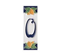 House Numbers, Italian Ceramic Numbers & Letters Tiles, Lemon Design, Tile Size: 10cm x 3.3 cm (Letter F) (Number 0 tile)