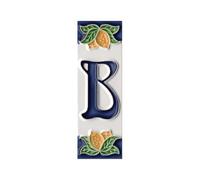 House Numbers, Italian Ceramic Numbers & Letters Tiles, Lemon Design, Tile Size: 10cm x 3.5cm (Letter B)