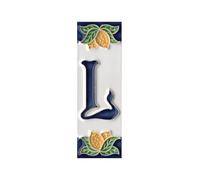 House Numbers, Italian Ceramic Numbers & Letters Tiles, Lemon Design, Tile Size: 10cm x 3.5cm (Letter L)