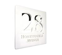 House Numbers Personalized Acrylic House Number Matt Black Modern Numbers Sign Address Plaque Laser Cut 3d Custom Floating(White silver,30cm (12 inch))