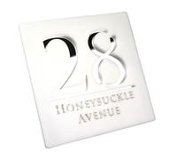 House Numbers Personalized Custom Acrylic Modern House Numbers Sign Door Address Street 3D Letter Number Plaques Outdoor Name Home Decor Plate(White Silver,20X20CM)