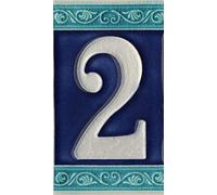 House Numbers Phosphorescent Hand-painted Italian Ceramic Numbers Tiles, Roman Design, Tile Size: 11cm x 7cm (2)