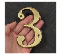 House Numbers Plaques 4 Inch 100mm Solid Brass Modern House Number Apartment Door Numbers Home Mailbox Address Outdoor Sign Plates(No. 3)