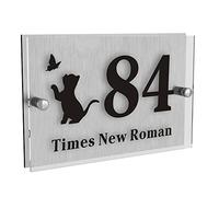 House Numbers Plaques Acrylic Door Number Plaques for Wall Personalised Door Signs Modern Glass Effect Rectangle Road Name House Number Plaques(Design 3)