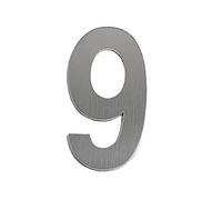 House Numbers Plaques, Door Number Plaques 50/75/90mm Black Silver Stainless Steel Self Adhesive House Number Sticker Doorplate Home Door Plaque Numbers Sign For Mailbox(Silver 9,90mm)