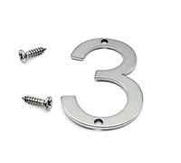 House Numbers Plaques, Door Number Plaques 50mm Stainless Steel House Numbers With Screws Metal Digital Label Doorplate Door Plaque Number Signs For Mailbox Street Numbers(Number 3)