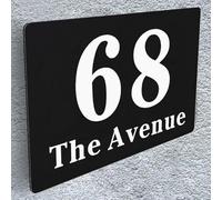 House Numbers Plaques, Door Number Plaques for Wall, House Signs for Outside, Houses Name Plaque, Personalised Front Door Signs, 195 x 130 MM, Composite Aluminium Black, for Gate Door Wall