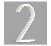 House Numbers Plaques, Door Numbers 1pc 5"125mm/Floating Exterior House Number White Aluminum Alloy Letters And Numbers Metal Address Plates Dash Slash Sign 0-9(Number 2)