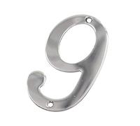 House Numbers Plaques, Door Numbers 1pc Stainless Steel 75mm Height Digital Door House Number 0/1/2/3/4/5/6/7/8/9# Optional Screw Mounted Door Plate Number(Number 9)