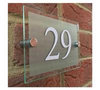 House Numbers Plaques, Door Numbers Customize House Sign Plaque Door Number Street Glass Effect Acrylic Name(White door number)