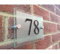 House Numbers Plaques, Door Numbers Customize Modern Door Number/Address Plaque Glass Acrylic Outdoor House Sign(Black number,200x140mm)