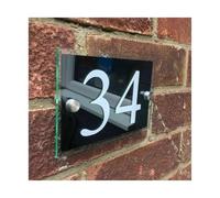 House Numbers Plaques, Door Numbers HOUSE SIGN PLAQUE GLASS ACRYLIC/BLACK VINYL DOOR NUMBER/STREET(30x20cm)