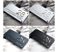House Numbers Plaques, Door Numbers House Wall 3D Plaques European modern style house custom door sign home art decoration outdoor number plate Number Sign(Black black,30X16CM_SILVER)