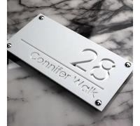 House Numbers Plaques, Door Numbers House Wall 3D Plaques European modern style house custom door sign home art decoration outdoor number plate Number Sign(Silver,30X16CM_BLACK NAILS)