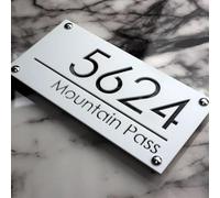 House Numbers Plaques, Door Numbers House Wall Plaques Contemporary House Plaque Acrylic Door Sign Custom Address Marker 3D suspended laser cutting art(White black,30X16CM_SILVER NAILS)