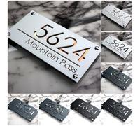 House Numbers Plaques, Door Numbers House Wall Plaques Contemporary House Plaque Acrylic Door Sign Custom Address Marker 3D suspended laser cutting art(Gray-silver,20X14CM_SILVER NAILS)