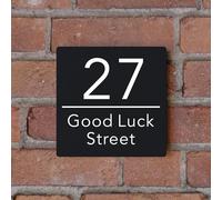 House Numbers Plaques, Door Numbers Large Size Custom Modern Metal Floating House Numbers Sign Door Address Street 3D Digital Plaque Outdoor Name For Wall Plate(Brushed gold black,25X25CM)