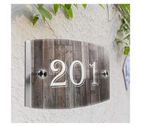 House Numbers Plaques, Door Numbers Wood Grain Personalized Modern House Number Door Sign Plaque Street Acrylic Matte Glass(LAYOUT 2)