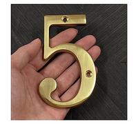 House Numbers Plaques,House Number 4 Inch 100mm Solid Brass Modern House Number Apartment Door Numbers Home Number Mailbox Address Outdoor Sign Plates(No.5)
