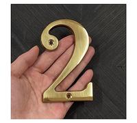 House Numbers Plaques,House Number 4 Inch 100mm Solid Brass Modern House Number Apartment Door Numbers Home Number Mailbox Address Outdoor Sign Plates(No. 2)