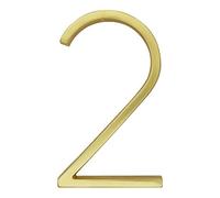House Numbers Plaques,House Numbers 127mm Floating Modern House Number Satin Brass Door Home Address Numbers For House Digital Outdoor Sign Plates 5 Inch. #0-9(Bright Brass 2)