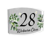 House Numbers Plaques Personalised Door Number Plaques for Wall Acrylic Gate Sign Door Plate with Any Street Number & Address Custom Modern Glass Effect Outside Decoration (Design3, Arc)