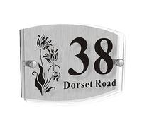 House Numbers Plaques Personalised Door Number Plaques for Wall Acrylic House Name Plaque with Any Street Address & Number Arc Road Name Door Numbers for Gate Outside Decoration (Design 1)