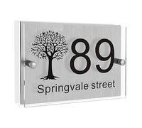 House Numbers Plaques Personalised Door Number Plaques for Wall Acrylic Modern Glass Effect House Signs with Any Street Name & Number Outside Decorations (Design 4)