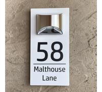 House Numbers Plaques With Solar Light Door Number House Signs Door For Wall House Name For Outside House Number Plaques With Light (Matt White & Classic Text)
