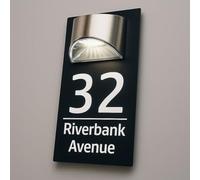 House Numbers Plaques With Solar Light Door Number Plaques For Wall Custom House Number Signs (Black & Classic Text)