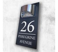 House Numbers Plaques With Solar Light Door Number Plaques For Wall Custom House Number Signs (Grey & Modern Text)