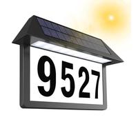 House Numbers Plaques With Solar Light, Solar Address Sign, Lighted Address Plaque Outdoor Waterproof, 3-Color Lighting Modes LED Illuminated Address Plaque