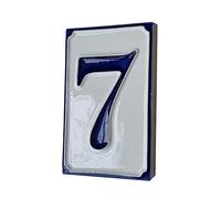 House Numbers Simple Blue & White Hand-painted Italian Ceramic Numbers & Letter Tiles 11cm x 7cm (Number 7)