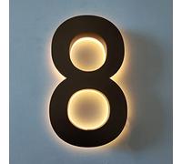 House Numbers, Steel & Acrylic, Up-Scale Quality, Backlit LED Lighted Home Address Numbers, Illuminated House Numbers, Modern Address Number, Black, Warm Light,14 Inch,2