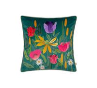 House of Bloom Celandine Piped Polyester Filled Cushion Wylder Nature Teal 43cm x 43cm