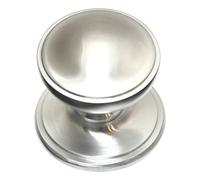 House of Brass Solid Heavy Cast Satin Chrome Victorian Centre Door Knob (Fixed Knob)