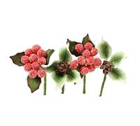 House of Cake Frosted Berry and Pine Cone Mini Sprays, Festive Cake Topper for Christmas Bakes and Winter Weddings - 4 piece set